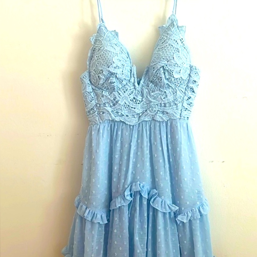 Hello Molly Light Blue Lace Mini Dress in perfect condition! - Picture 2 of 5